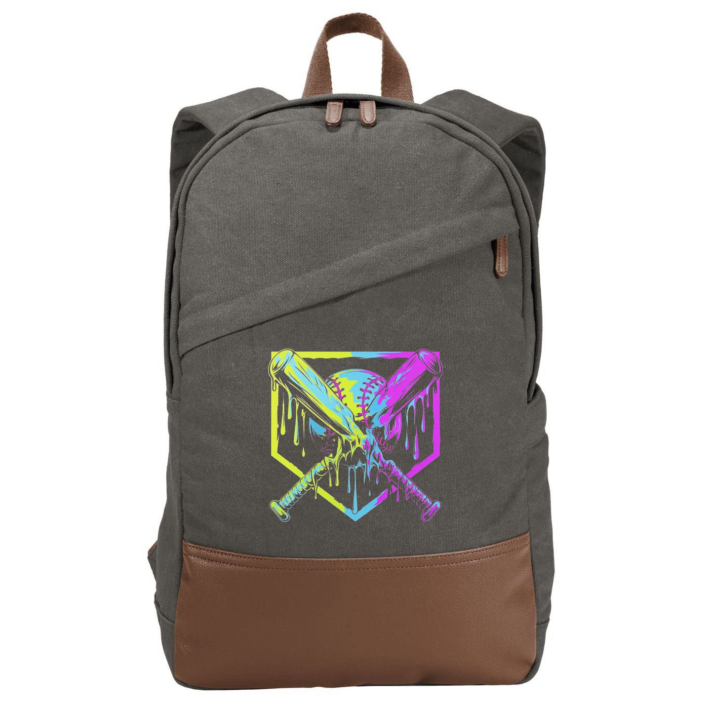 Baseball Drip For Ice Cream Drip Baseball Cotton Canvas Backpack
