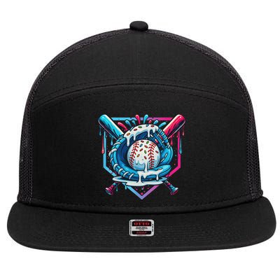 Baseball Drip For Ice Cream Drip Baseball 7 Panel Mesh Trucker Snapback Hat
