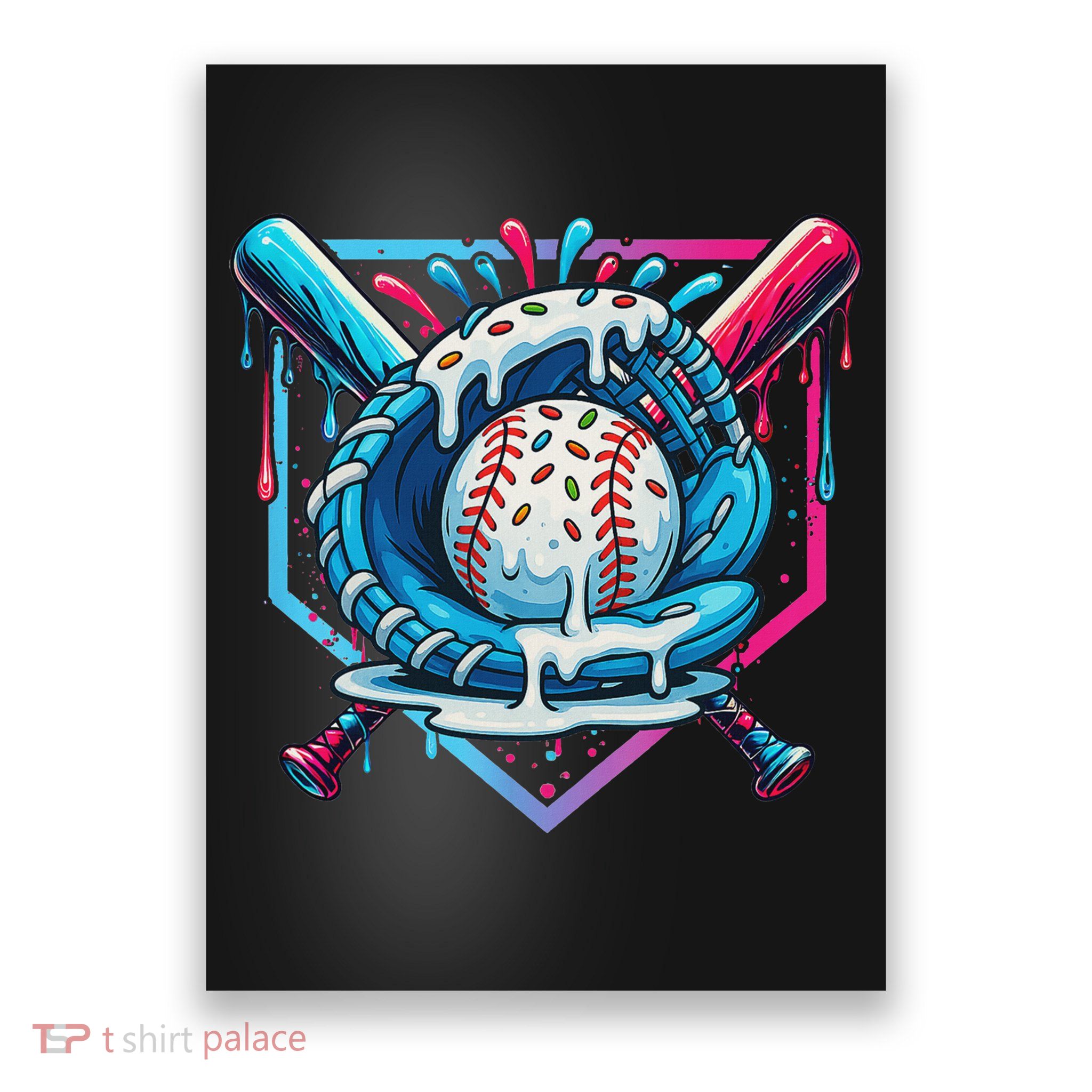 Baseball Drip For Ice Cream Drip Baseball Poster