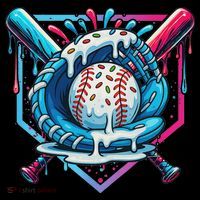 Baseball Drip For Ice Cream Drip Baseball Poster