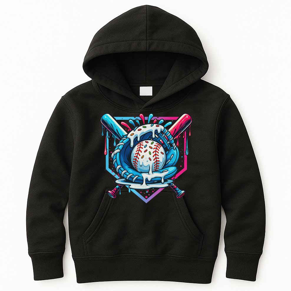 Baseball Drip For Ice Cream Drip Baseball Kids Hoodie