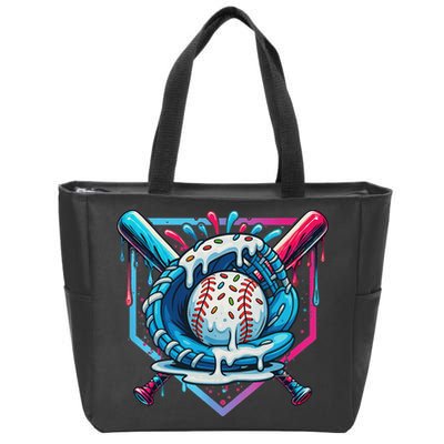 Baseball Drip For Ice Cream Drip Baseball Zip Tote Bag