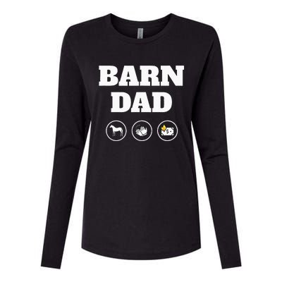 Barn Dad Funny Horse Dad Womens Cotton Relaxed Long Sleeve T-Shirt