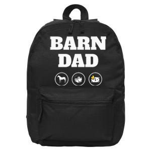 Barn Dad Funny Horse Dad 16 in Basic Backpack