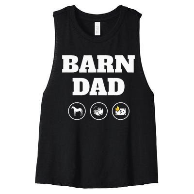 Barn Dad Funny Horse Dad Women's Racerback Cropped Tank