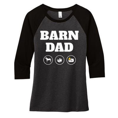 Barn Dad Funny Horse Dad Women's Tri-Blend 3/4-Sleeve Raglan Shirt