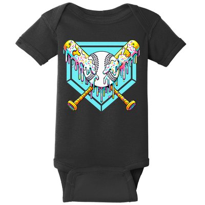 Baseball Drip For Ice Cream Drip Yout.h Baseball Baby Bodysuit