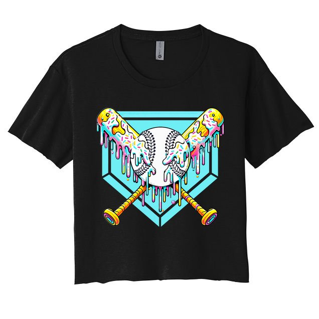 Baseball Drip For Ice Cream Drip Yout.h Baseball Crop Top