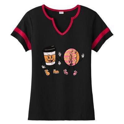 Breakfast Design Funny Coffee Meets Bagels Food Lover Funny Gift Cool Gift Ladies Halftime Notch Neck Tee