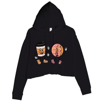 Breakfast Design Funny Coffee Meets Bagels Food Lover Funny Gift Cool Gift Crop Fleece Hoodie