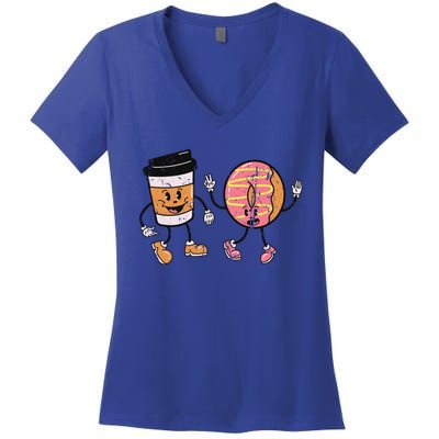 Breakfast Design Funny Coffee Meets Bagels Food Lover Funny Gift Cool Gift Women's V-Neck T-Shirt