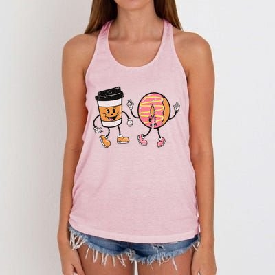 Breakfast Design Funny Coffee Meets Bagels Food Lover Funny Gift Cool Gift Women's Knotted Racerback Tank