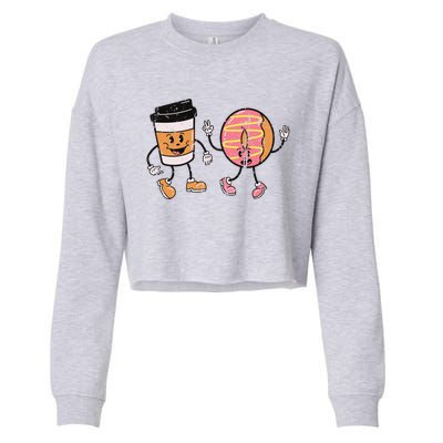 Breakfast Design Funny Coffee Meets Bagels Food Lover Funny Gift Cool Gift Cropped Pullover Crew