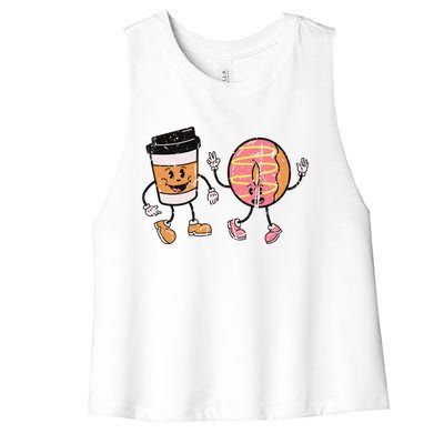 Breakfast Design Funny Coffee Meets Bagels Food Lover Funny Gift Cool Gift Women's Racerback Cropped Tank