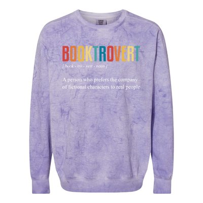 Booktrovert Definition Funny Book Day Love Vintage Gift Colorblast Crewneck Sweatshirt