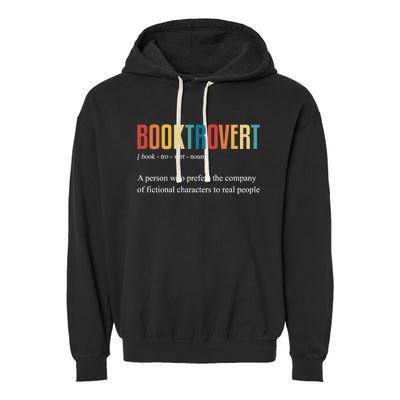 Booktrovert Definition Funny Book Day Love Vintage Gift Garment-Dyed Fleece Hoodie