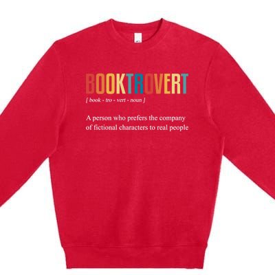 Booktrovert Definition Funny Book Day Love Vintage Gift Premium Crewneck Sweatshirt