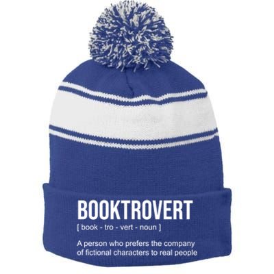 Booktrovert Definition Funny Book Lover Bookish Teacher Gift Stripe Pom Pom Beanie