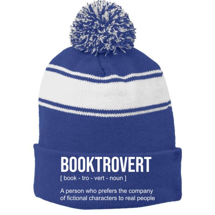 Booktrovert Definition Funny Book Lover Bookish Teacher Gift Stripe Pom Pom Beanie