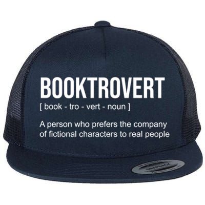 Booktrovert Definition Funny Book Lover Bookish Teacher Gift Flat Bill Trucker Hat