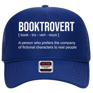 Booktrovert Definition Funny Book Lover Bookish Teacher Gift High Crown Mesh Back Trucker Hat