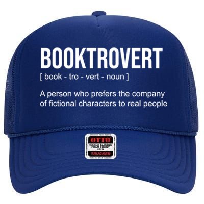 Booktrovert Definition Funny Book Lover Bookish Teacher Gift High Crown Mesh Back Trucker Hat