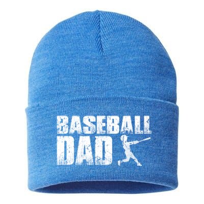 Baseball Dad Funny Baseball Vintage Gift Sustainable Knit Beanie