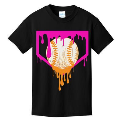 Baseball Drip For Ice Cream Drip Baseball Kids T-Shirt