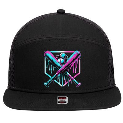 Baseball Drip For Ice Cream Drip Baseball 7 Panel Mesh Trucker Snapback Hat