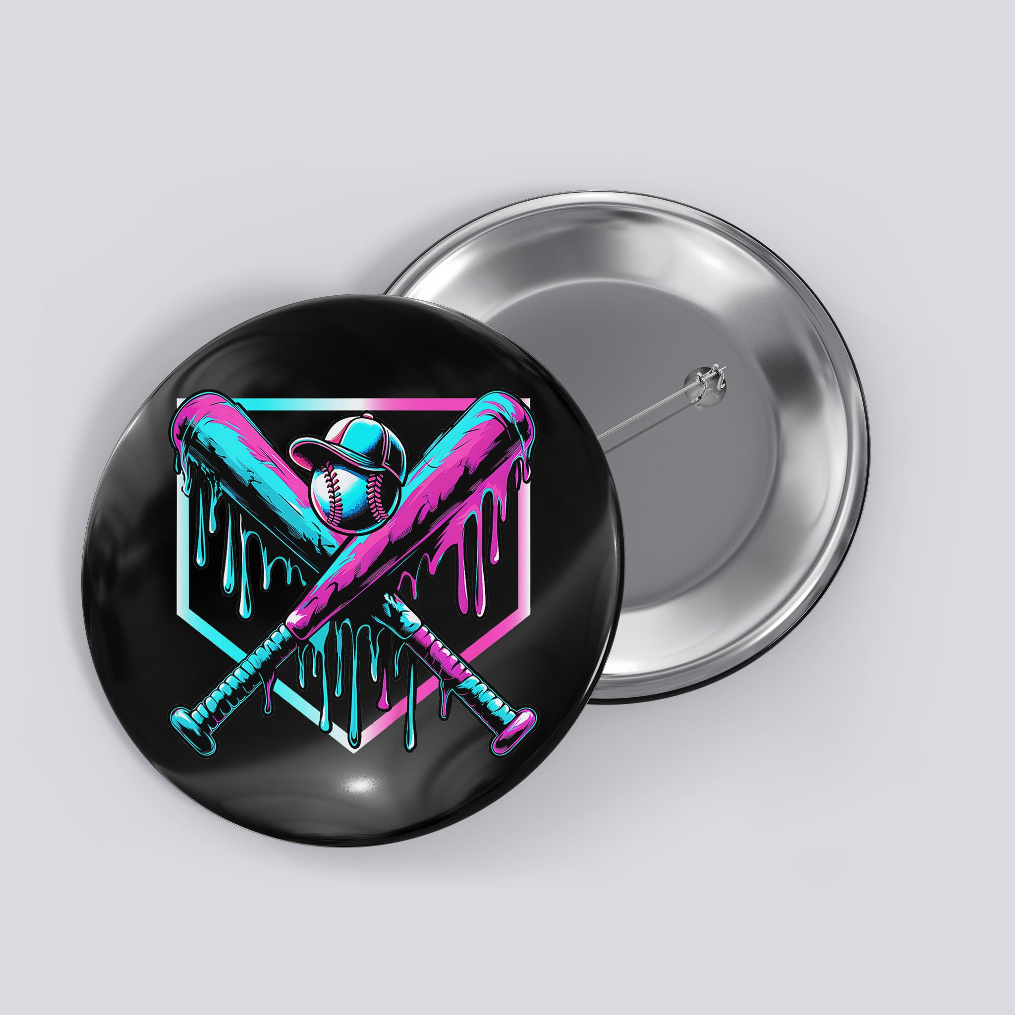 Baseball Drip For Ice Cream Drip Baseball Button