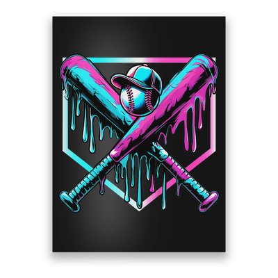 Baseball Drip For Ice Cream Drip Baseball Poster