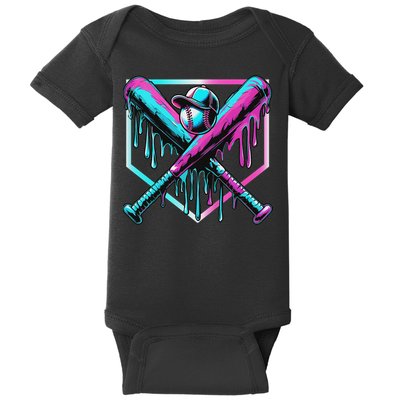 Baseball Drip For Ice Cream Drip Baseball Baby Bodysuit