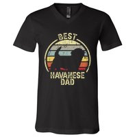 Best Dog Father Dad Vintage Havanese V-Neck T-Shirt