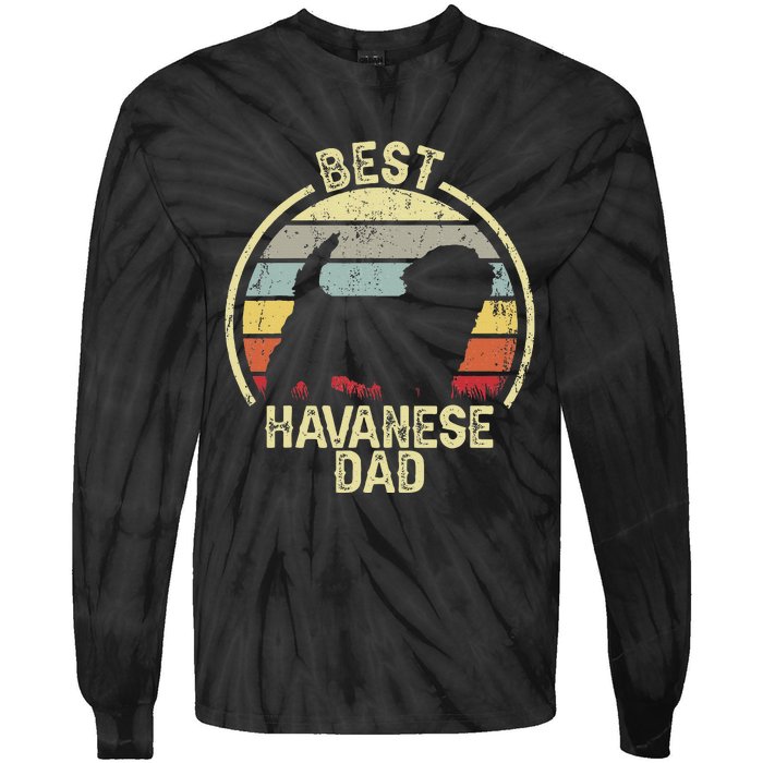 Best Dog Father Dad Vintage Havanese Tie-Dye Long Sleeve Shirt