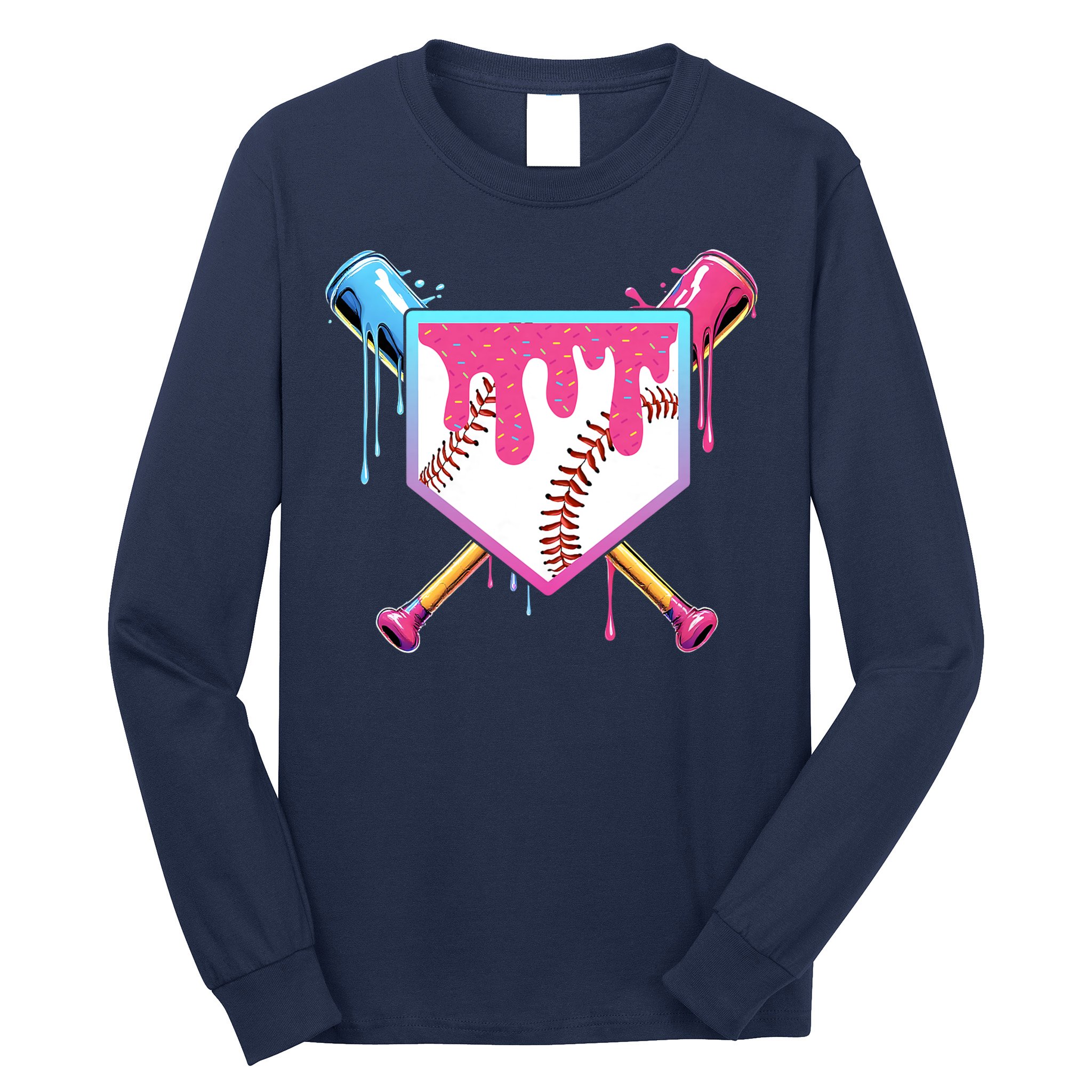 Baseball Drip For Boys Ice Cream Drip Youth Boys Baseball Long Sleeve Shirt