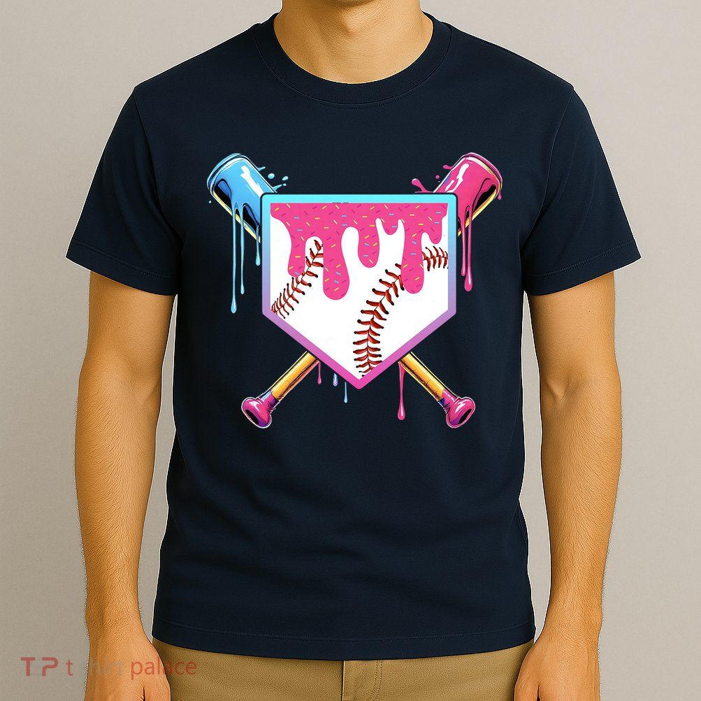 Baseball Drip For Boys Ice Cream Drip Youth Boys Baseball T-Shirt