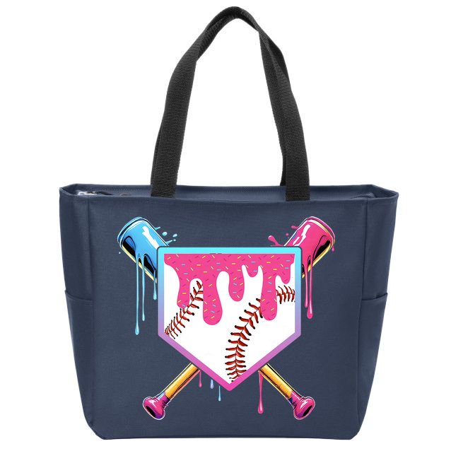 Baseball Drip For Boys Ice Cream Drip Youth Boys Baseball Zip Tote Bag