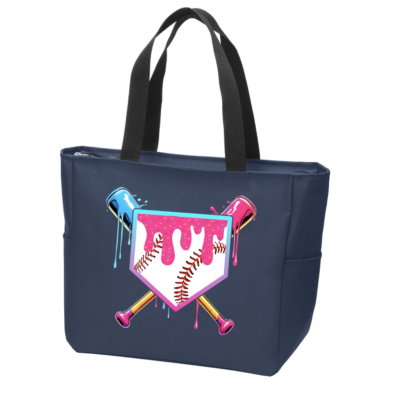 Baseball Drip For Boys Ice Cream Drip Youth Boys Baseball Zip Tote Bag