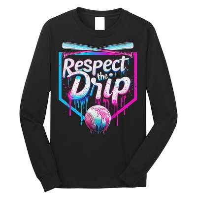 Baseball Drip For Ice Cream Drip Respect The Drip Long Sleeve Shirt
