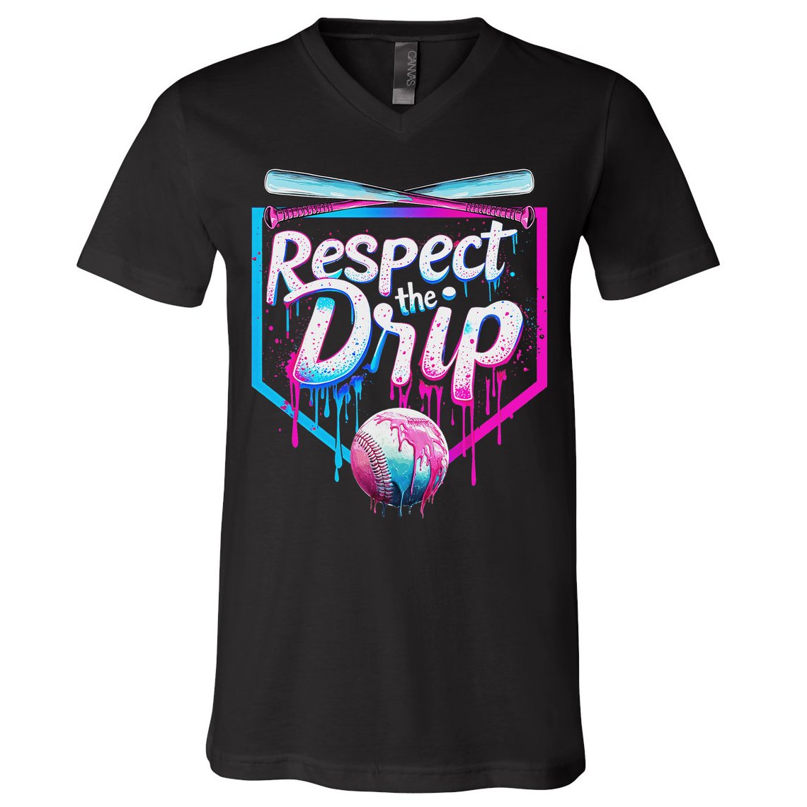 Baseball Drip For Ice Cream Drip Respect The Drip V-Neck T-Shirt
