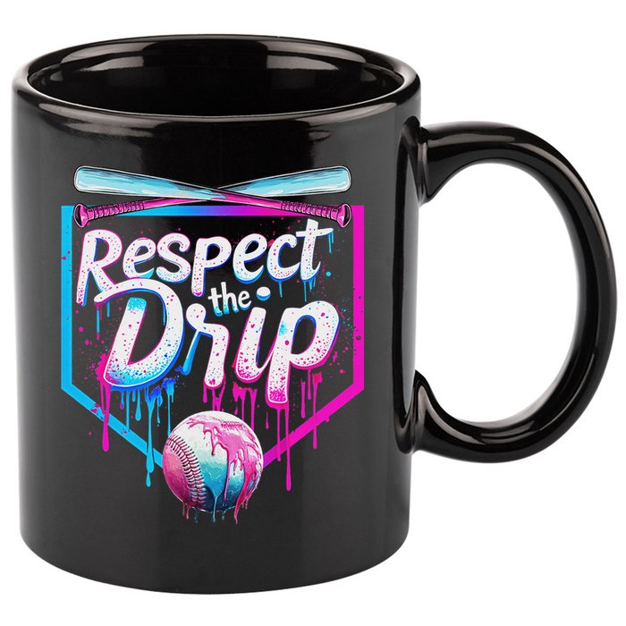 Baseball Drip For Ice Cream Drip Respect The Drip 11oz C Handle Ceramic Mug