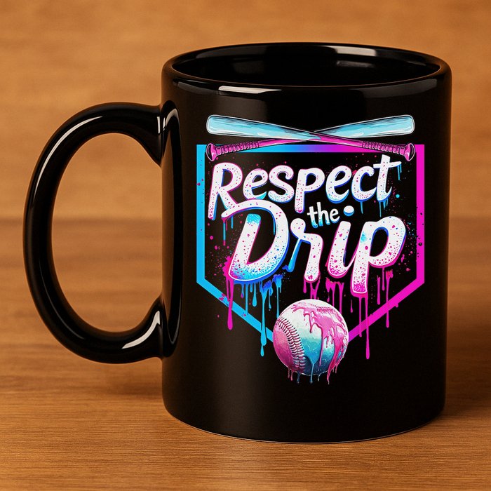 Baseball Drip For Ice Cream Drip Respect The Drip 11oz C Handle Ceramic Mug