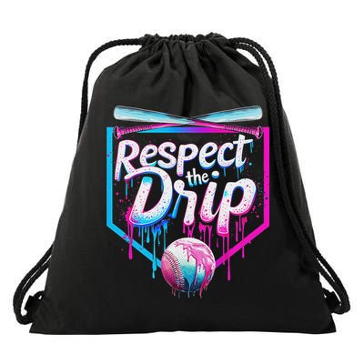 Baseball Drip For Ice Cream Drip Respect The Drip Drawstring Bag