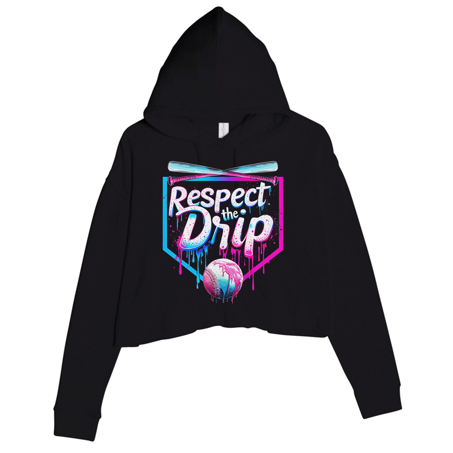 Baseball Drip For Ice Cream Drip Respect The Drip Crop Fleece Hoodie