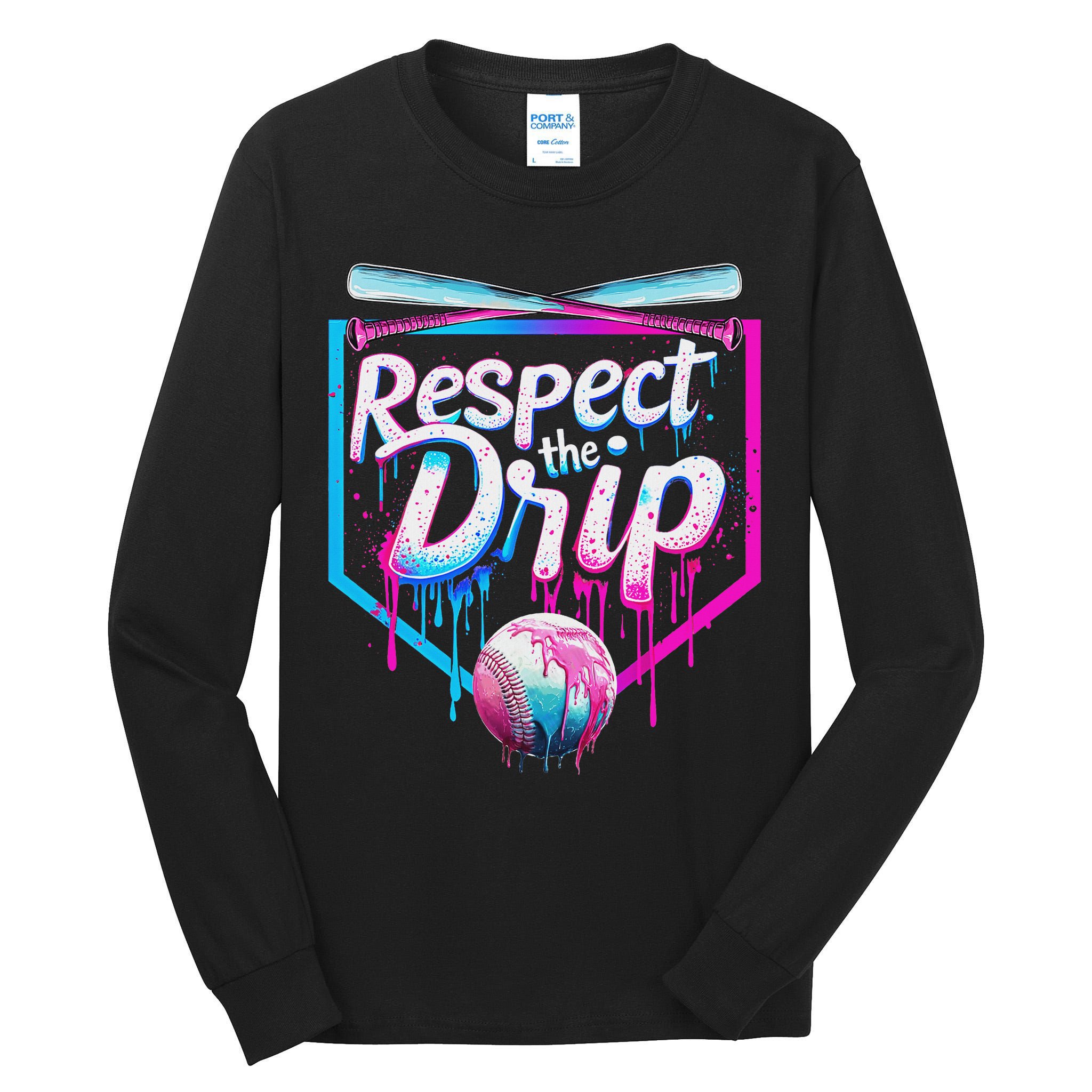 Baseball Drip For Ice Cream Drip Respect The Drip Tall Long Sleeve T-Shirt