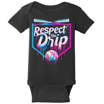 Baseball Drip For Ice Cream Drip Respect The Drip Baby Bodysuit