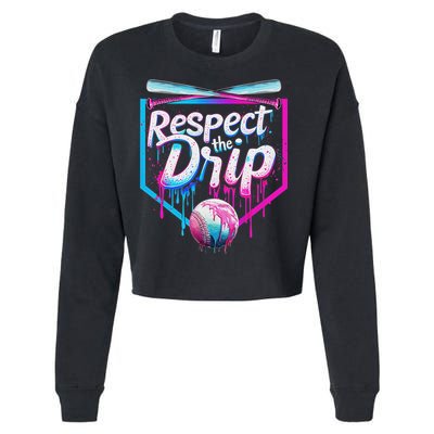 Baseball Drip For Ice Cream Drip Respect The Drip Cropped Pullover Crew