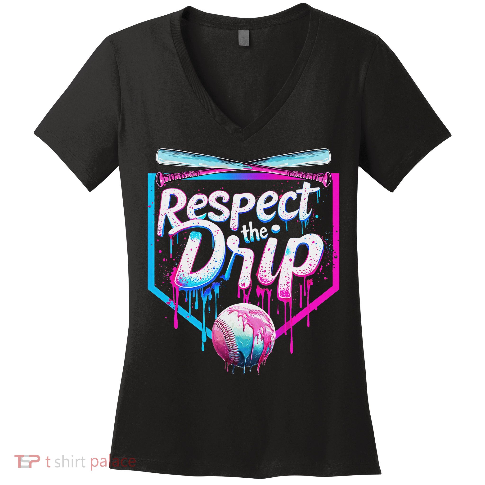 Baseball Drip For Ice Cream Drip Respect The Drip Women's V-Neck T-Shirt