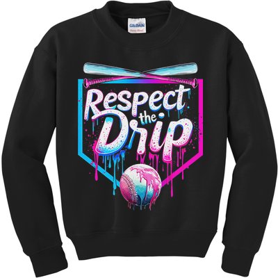 Baseball Drip For Ice Cream Drip Respect The Drip Kids Sweatshirt