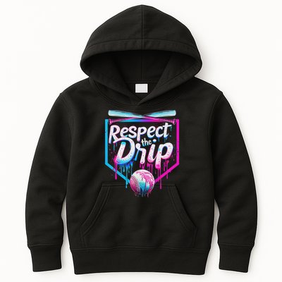 Baseball Drip For Ice Cream Drip Respect The Drip Kids Hoodie